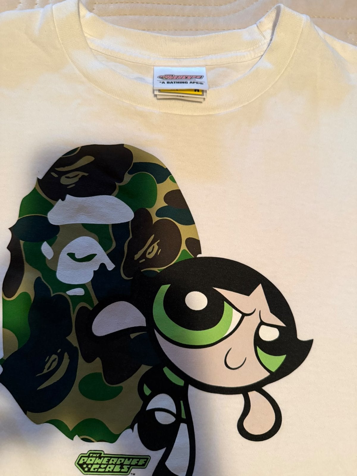 BAPE x Powerpuff Girls Buttercup T-shirt Maat M, Ophalen, Gedragen, Maat 48/50 (M), Wit