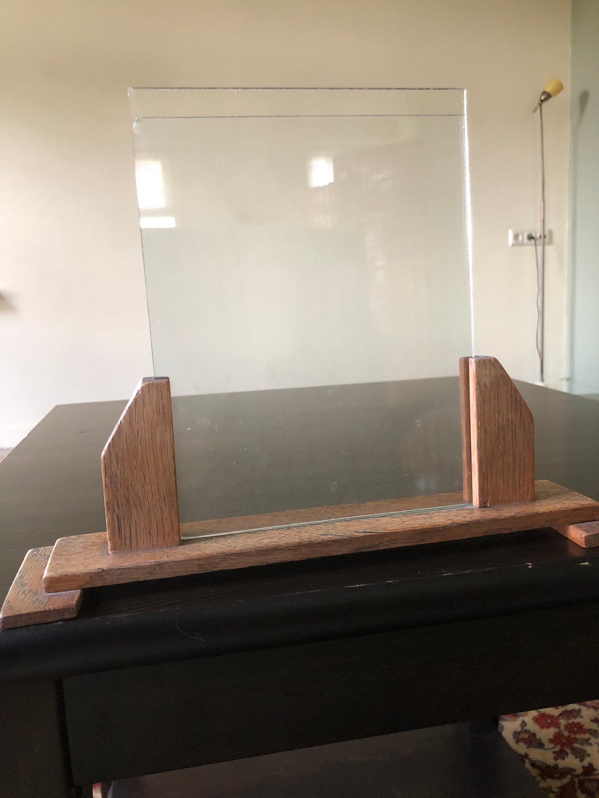 Antieke houten fotohouder met glasplaatjes, Ophalen, Gebruikt, Wissellijst, Bruin