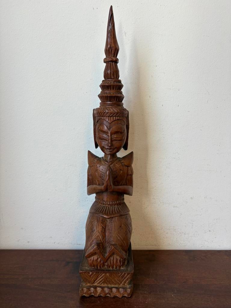 Beeld hout Thailand, Overige onderwerpen, Houtsnijwerk, Ophalen of Verzenden, Handgemaakt