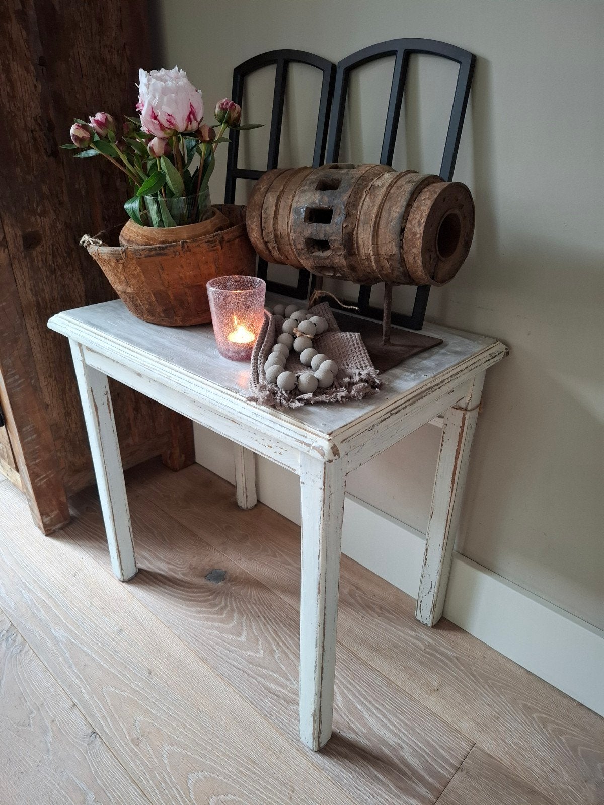 Bijzettafel tafeltje sidetable landelijk brocant, Ophalen, Rechthoekig, Minder dan 55 cm, 45 tot 60 cm