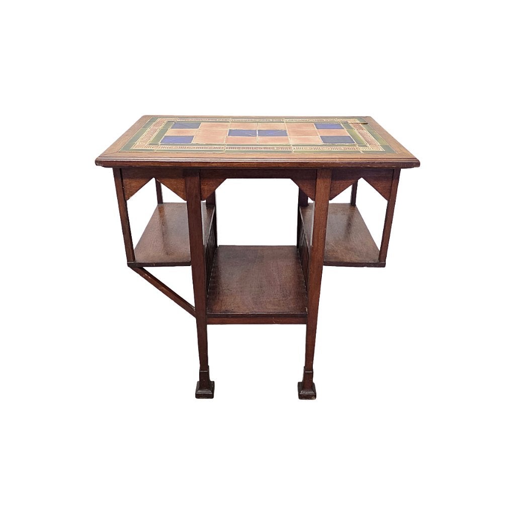 Arts and Craft bijzettafel met tegels, van rond 1900, Antiek en Kunst, Ophalen
