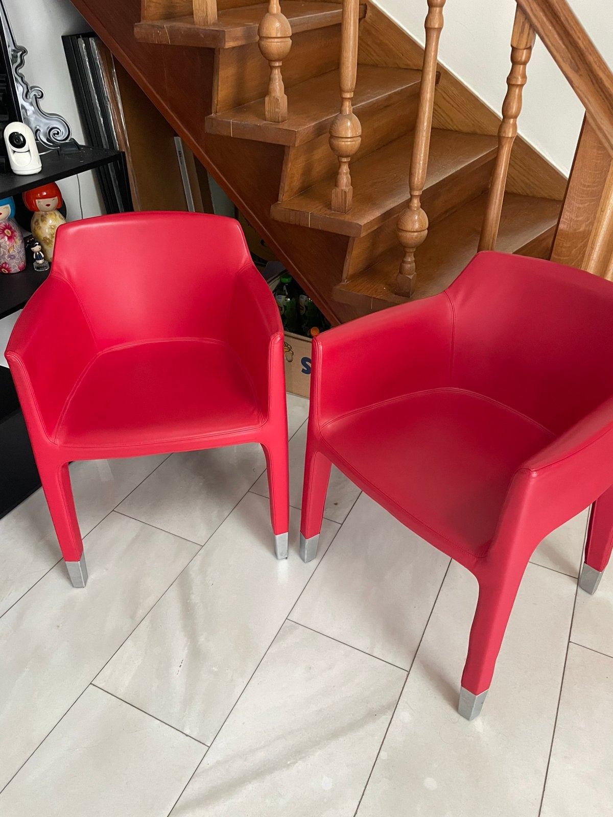 Set van 2 Plank Mon Ami design fauteuils, Ophalen, Twee, Leer, Zo goed als nieuw