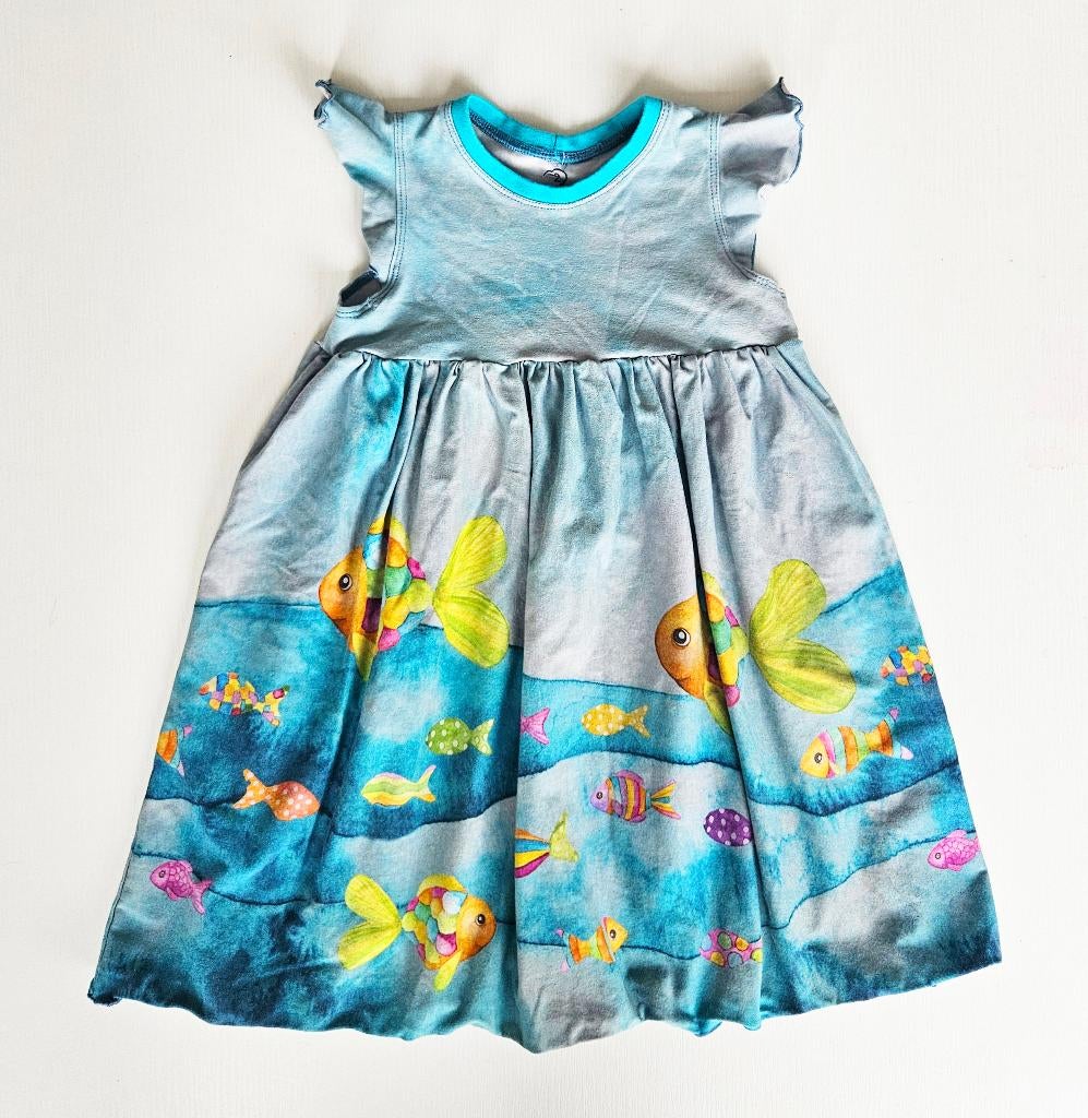 Vissen  jurk, mt 92, Kinderen en Baby's, Kinderkleding | Maat 92, Meisje, Handgemaakt, Ophalen of Verzenden, Zo goed als nieuw