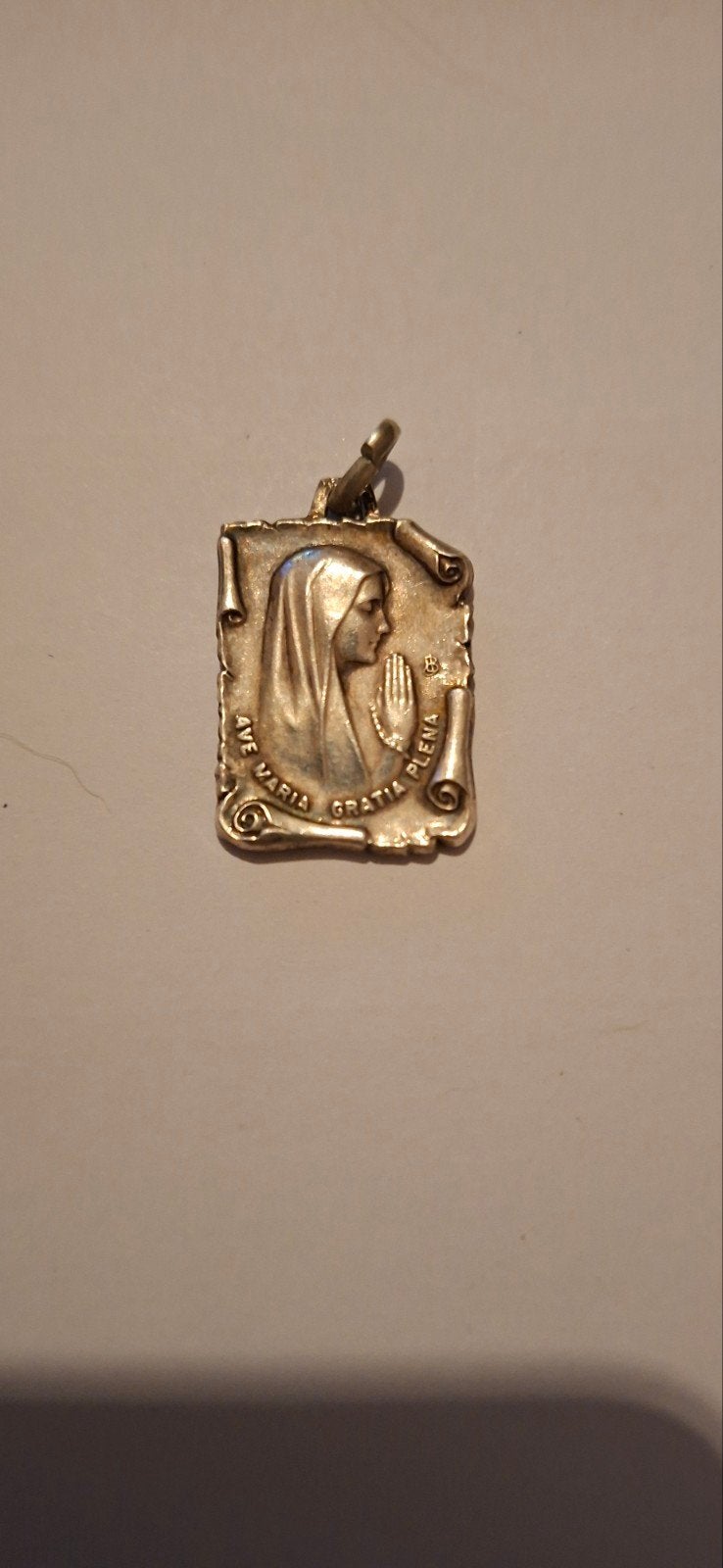 Vintage Maria Medaille Hanger - Ave Maria Gratia Plena, Antiek en Kunst, Ophalen of Verzenden