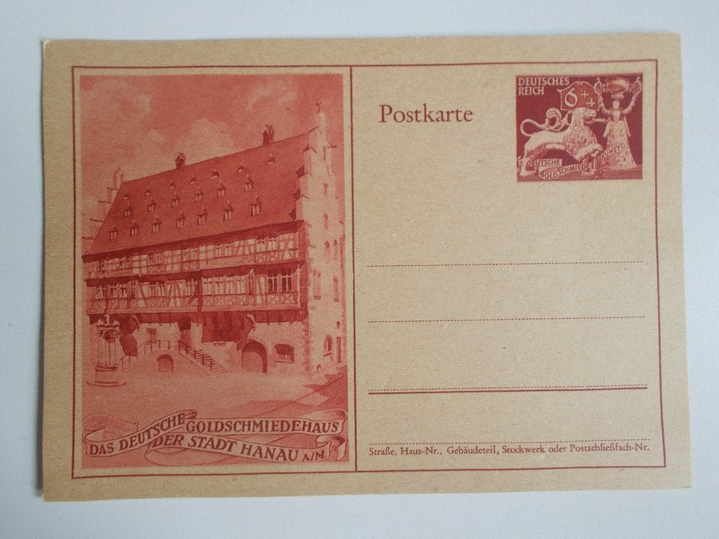 Duitse Rijk, Postkaart Goldschmiedehaus Hanau Am Main 1942., Ophalen, Briefkaart