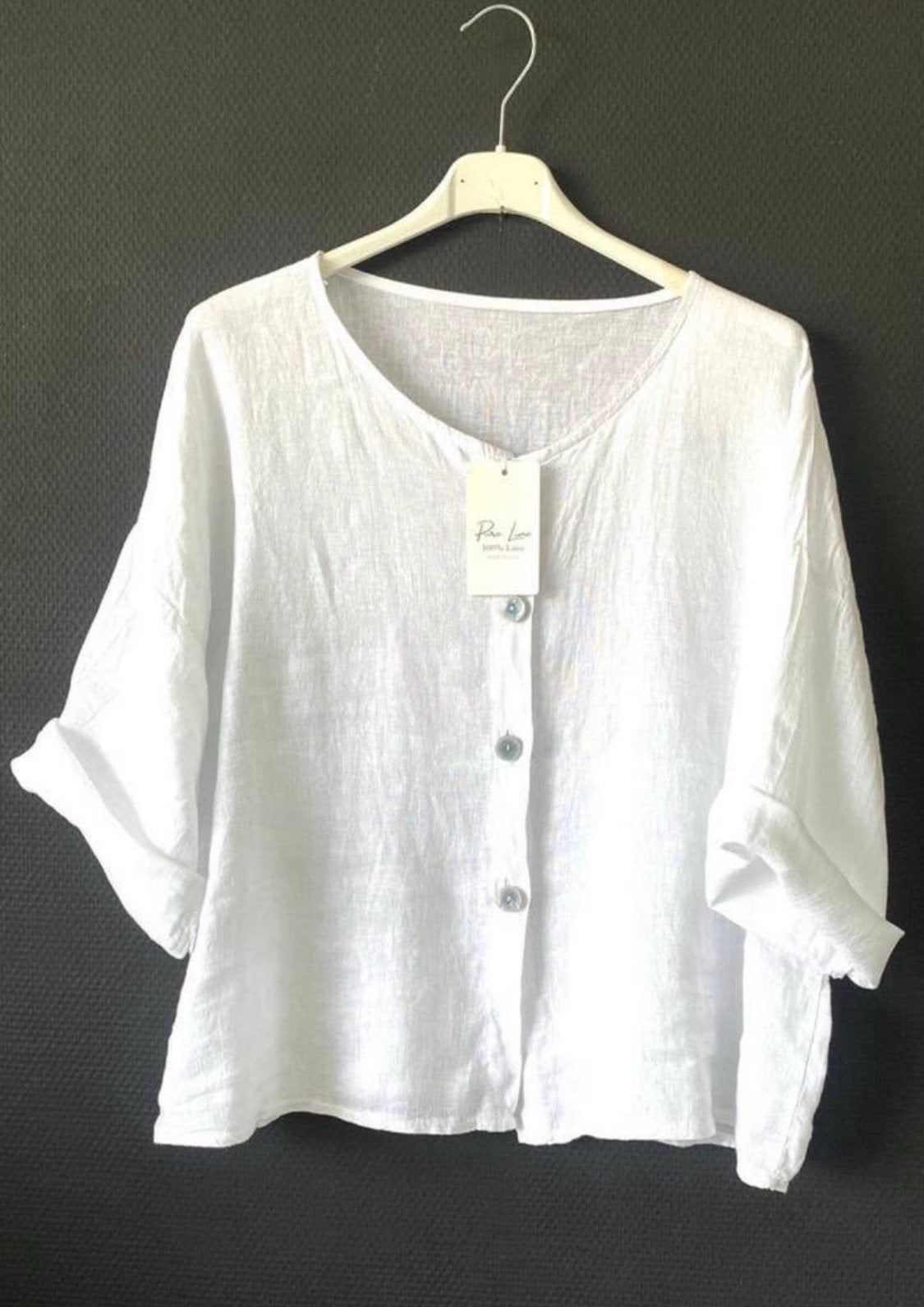 Nieuwe witte 100 % Pura Lina  linnen blouse & prijskaartje!!, Ophalen of Verzenden, Zo goed als nieuw, Maat 38/40 (M), Wit