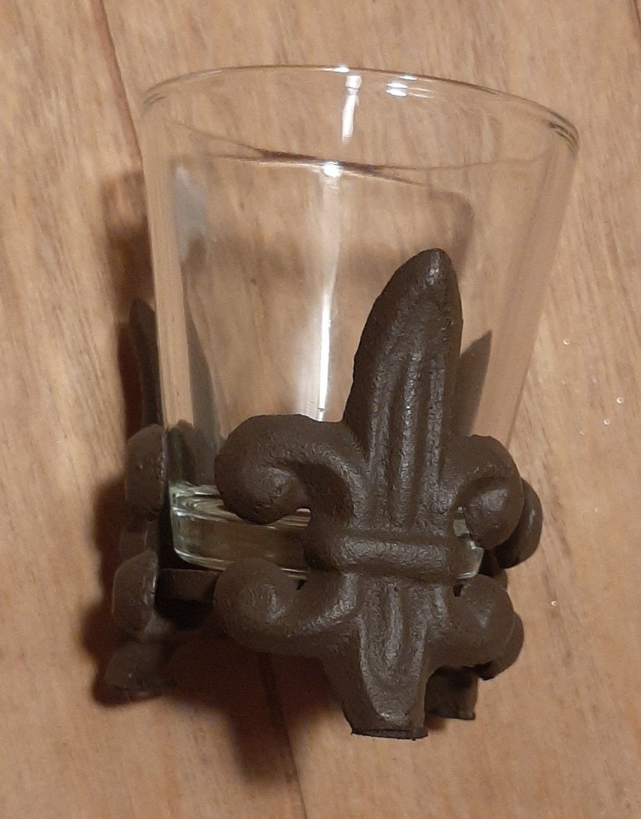 Vintage gietijzeren franse lelie waxinelichthouder., Antiek en Kunst, Ophalen of Verzenden