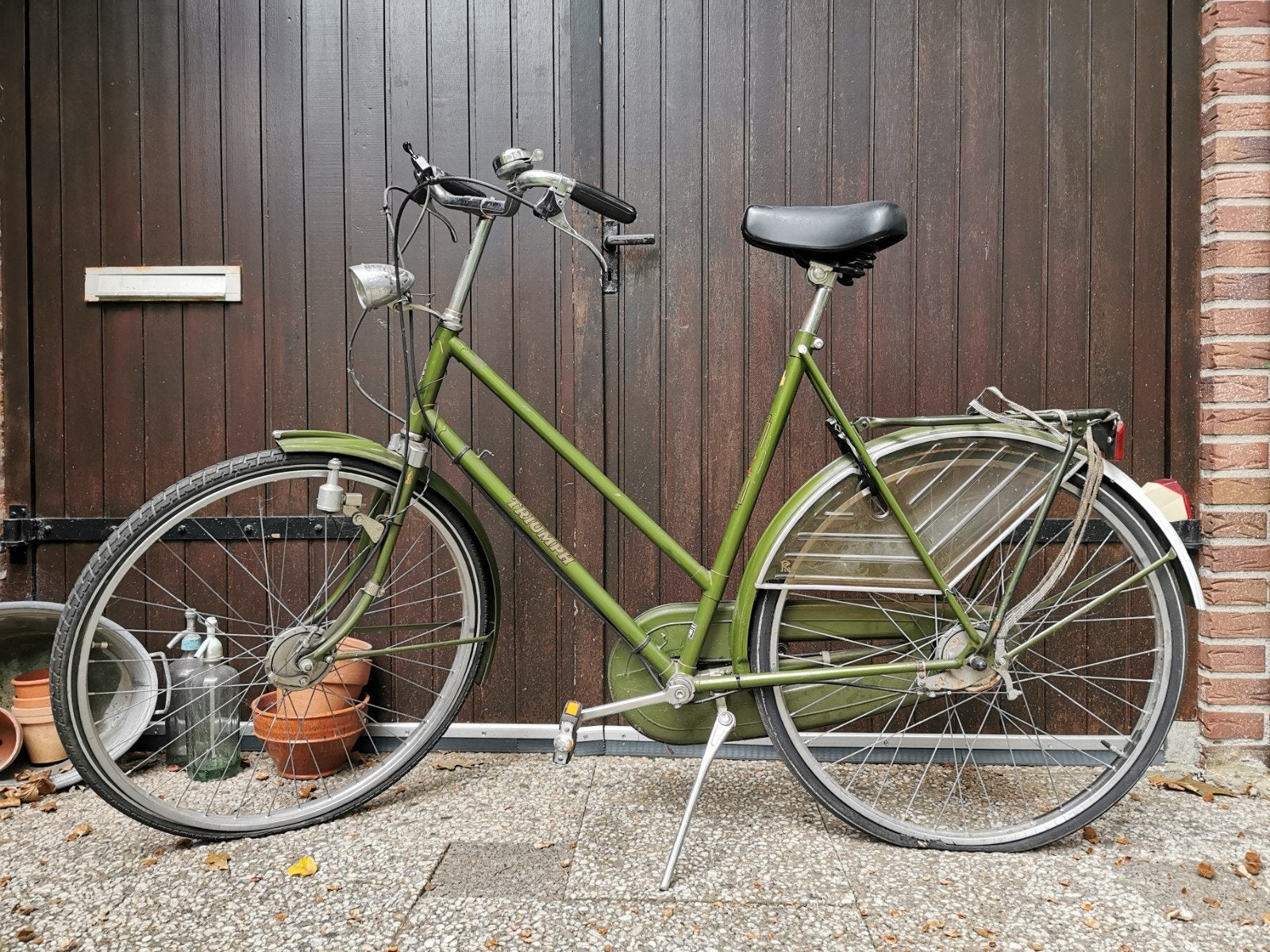 Leuke groene vintage Triumph damesfiets (opknapper!), 55 tot 59 cm, Ophalen, Trommelrem, Jaren '60 of nieuwer
