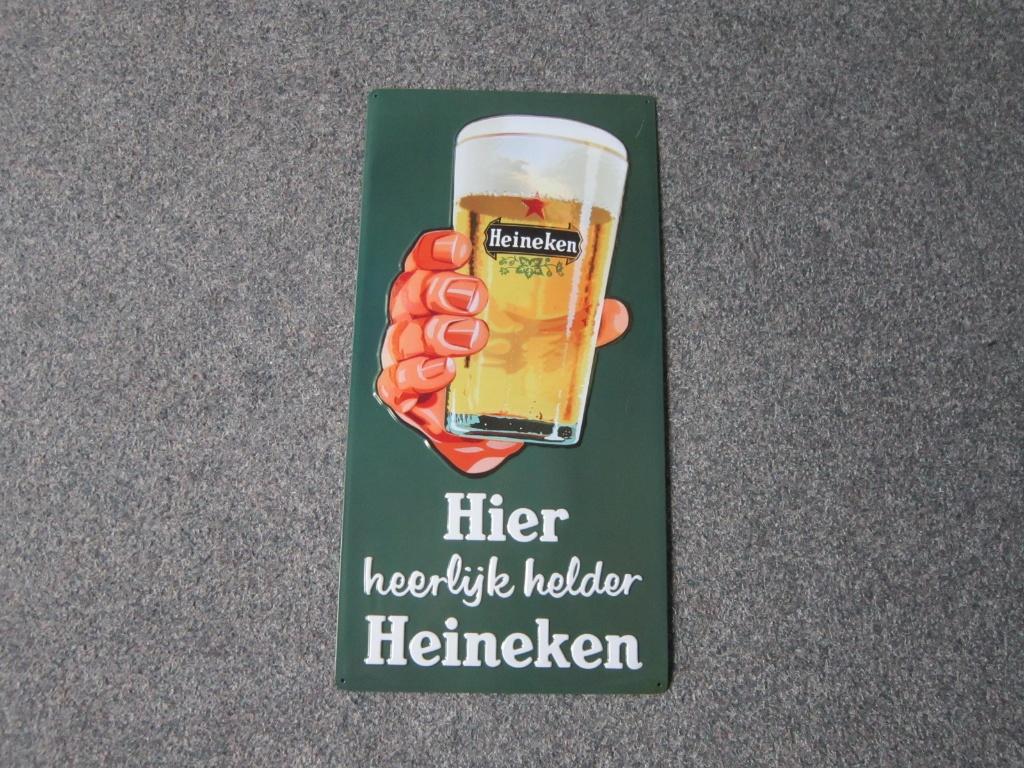 HEINEKEN BLIKKEN RECLAMEBORD, Verzamelen, Biermerken, Ophalen, Zo goed als nieuw, Reclamebord, Plaat of Schild, Heineken