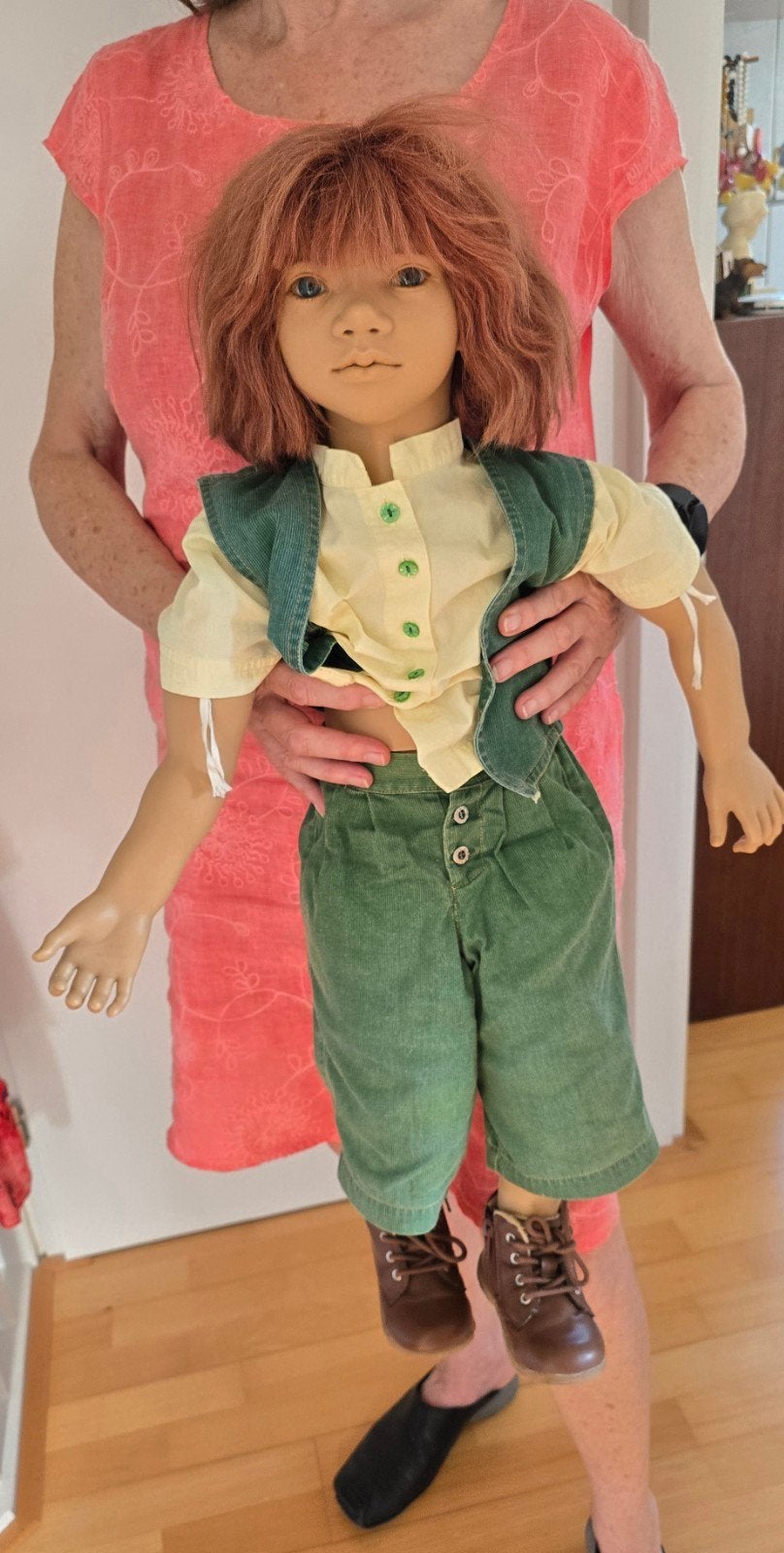 Pop "Melvin" van Annette Himstedt heel groot met certificaat, Ophalen of Verzenden, Zo goed als nieuw, Pop