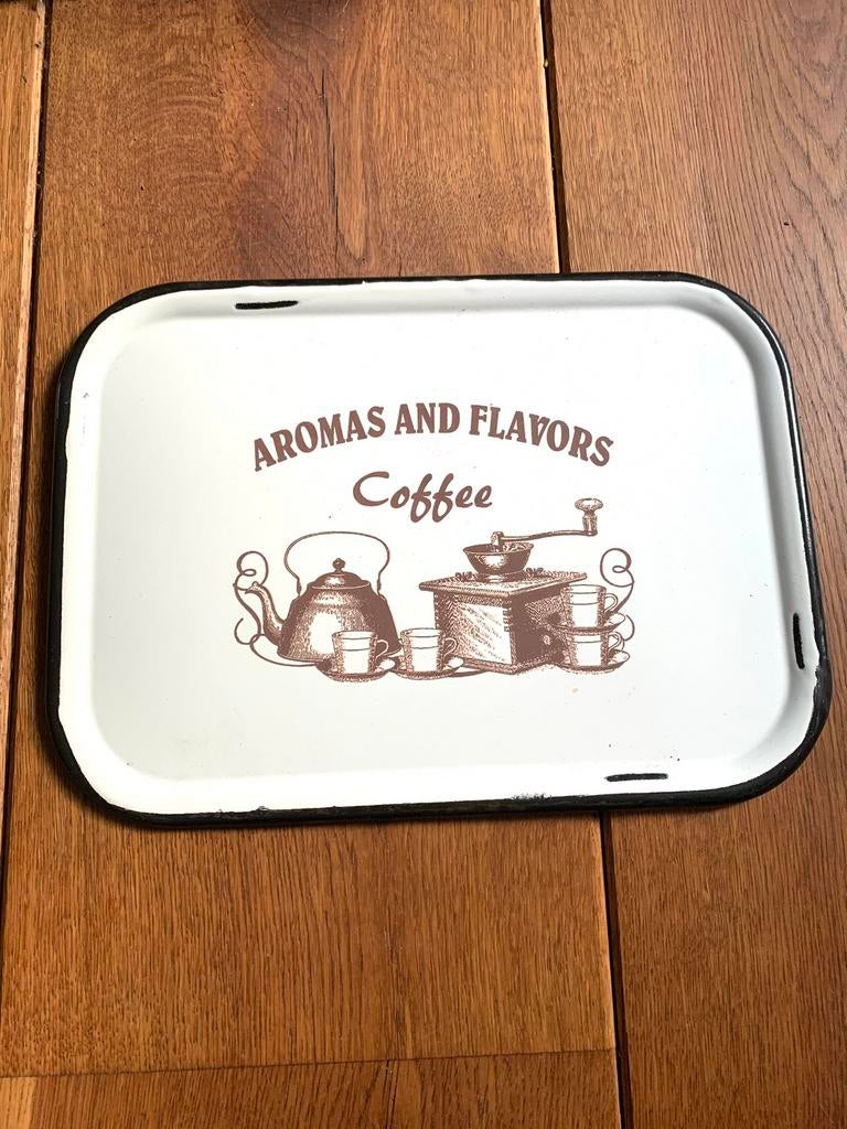 Emaille Aromas and flavors coffee dienblad, Ophalen of Verzenden