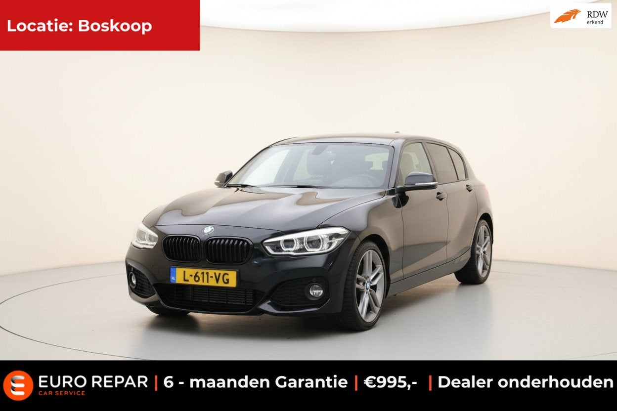 BMW 1-serie 118i High Executive M-PAKKET AUTOMAAT!, Gebruikt, Zwart, Leder, Bedrijf