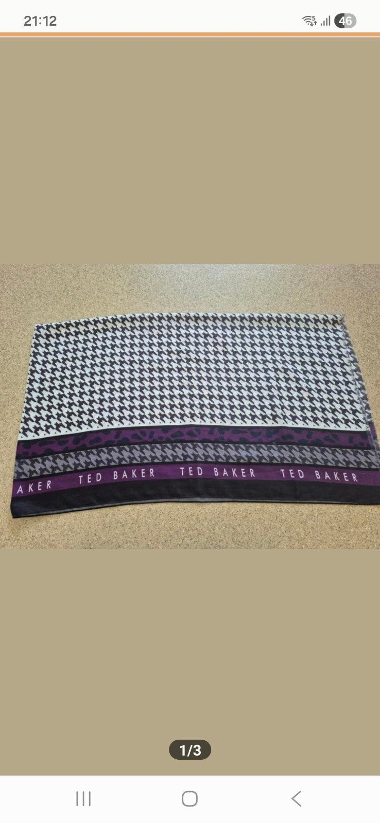 Ted Baker sjaal met pied-de-poule en luipaardprint, Maat 38/40 (M), Ophalen of Verzenden, Zo goed als nieuw, Sjaal