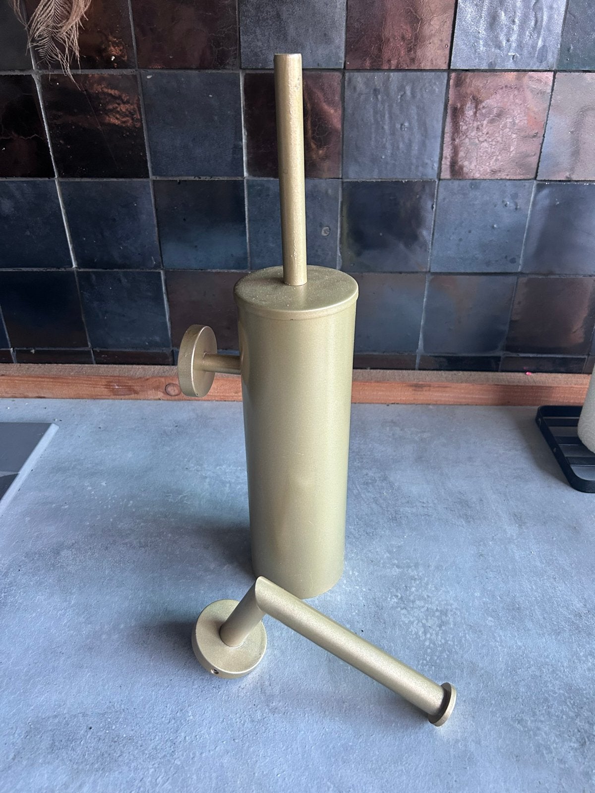 Goud gespoten toiletborstel en toiletrolhouder, ongebruikt, Ophalen, Nieuw, Goud, Toilet-accessoire