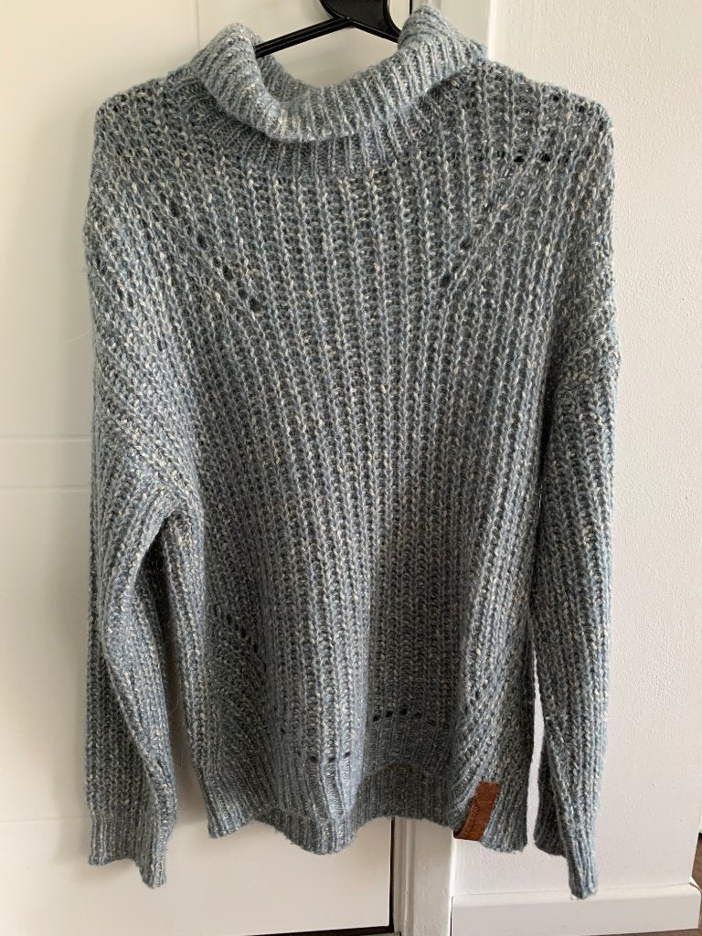 Moscow blauwe grofgebreide alpaca trui met colkraag maat S, Blauw, Nieuw, Ophalen of Verzenden, Moscow