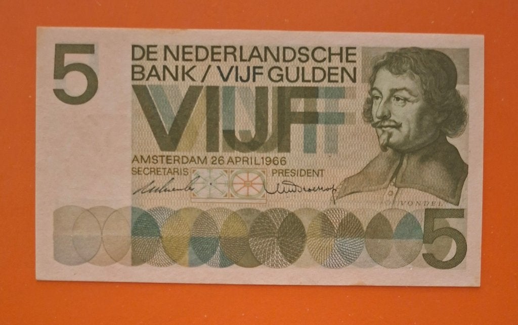 Biljet 5 gulden 1966 Vondel, 1e X-serie (XA-XF) cat. PL22.c1, Postzegels en Munten, Bankbiljetten | Nederland, Verzenden, 5 gulden