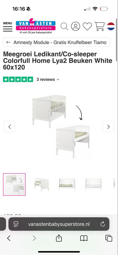 Meegroei Ledikant/Co-sleeper Colorfull Home Lya2, Ophalen of Verzenden, Gebruikt, Ledikant