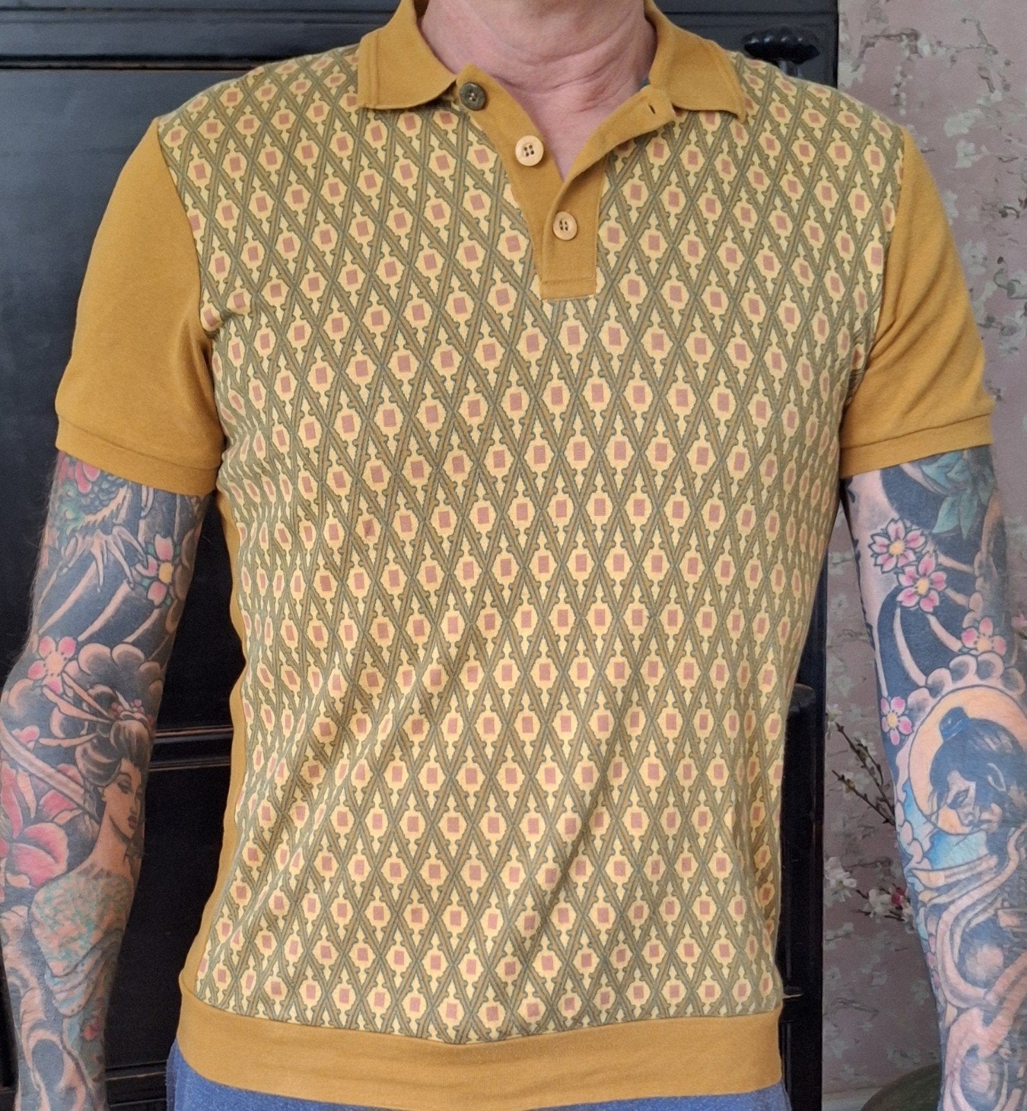Ato Berlin urban-retro okergele polo - Maat XL, Geel, Maat 56/58 (XL), Ophalen of Verzenden, Ato Berlin