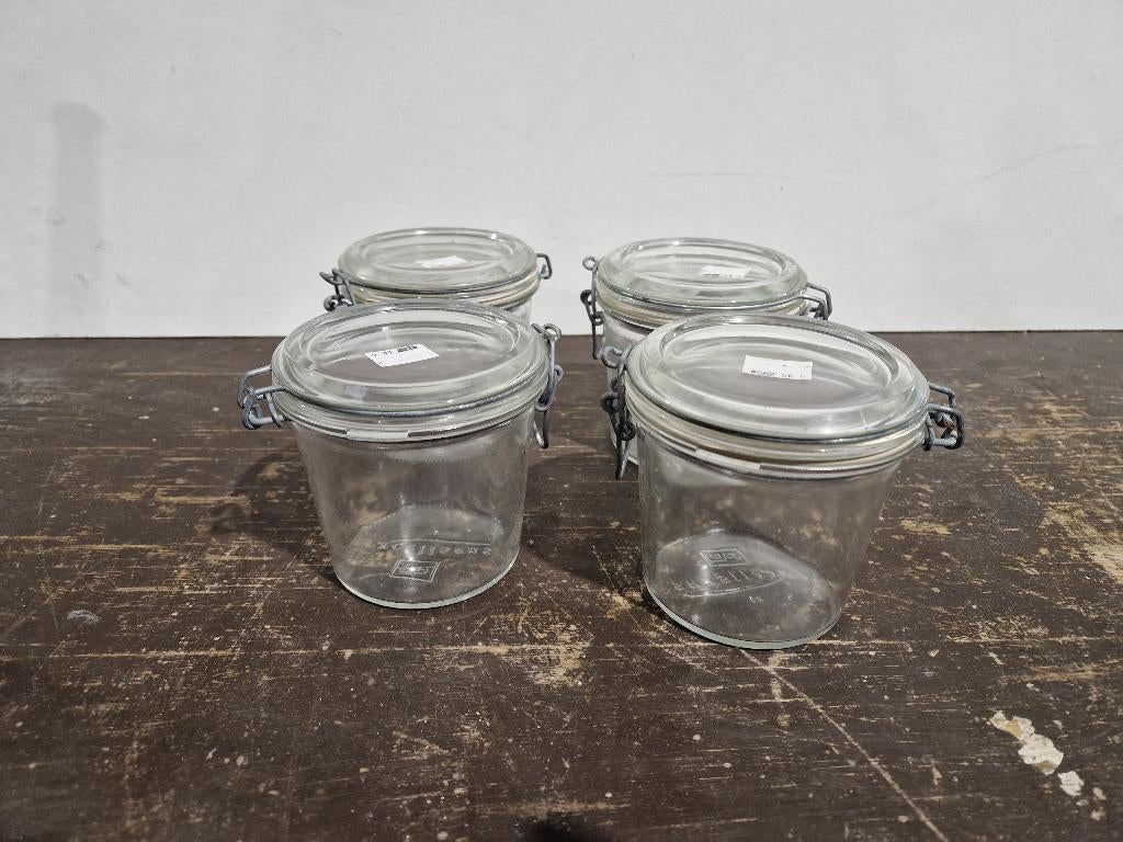 4 stuks weckpotjes, Voorraadpot, Ophalen of Verzenden, Zo goed als nieuw, Glas