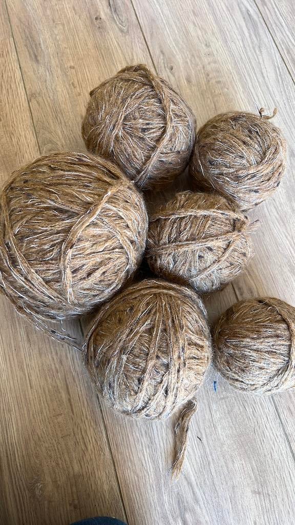 Bruine wol wollen wit gemeleerd mohair, Breien of Haken, Ophalen of Verzenden, Zo goed als nieuw, X