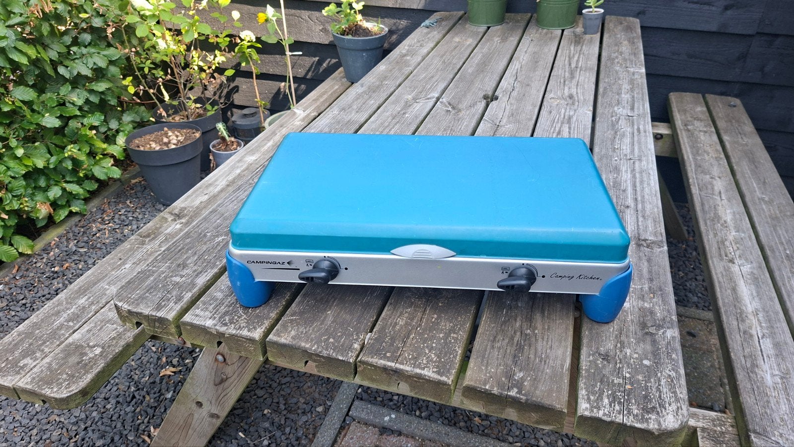 2 pits gasstel, Caravans en Kamperen, Kampeeraccessoires, Ophalen, Gebruikt