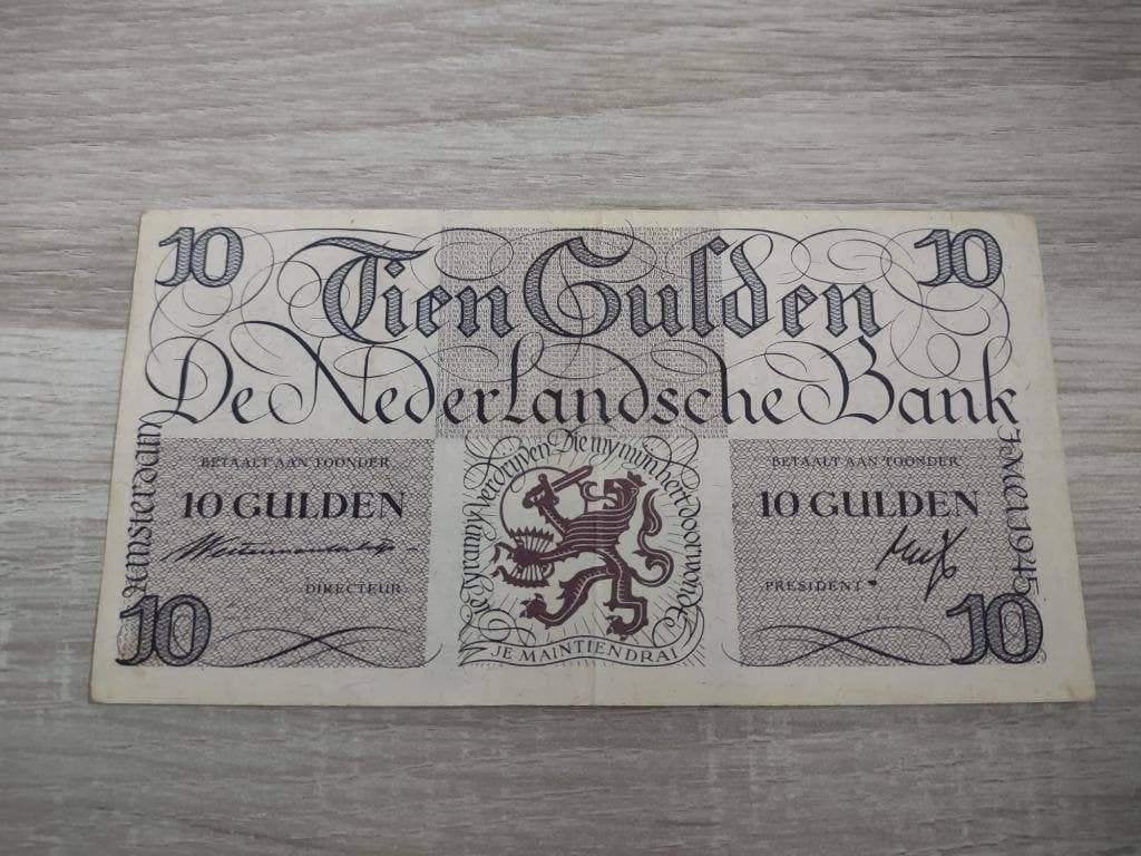 Heel mooi biljet 10 gulden geldzuivering Lieftinck, 1945, Ophalen of Verzenden, 10 gulden