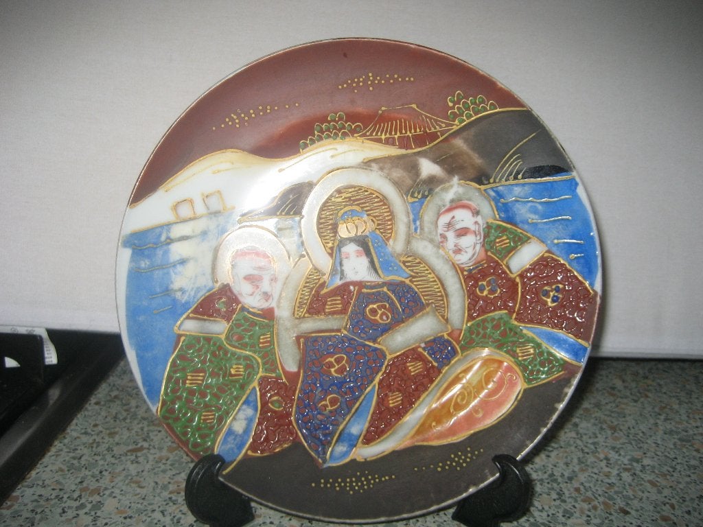 Japans Satsuma Porseleinen borden 3 x, Antiek en Kunst, Ophalen of Verzenden