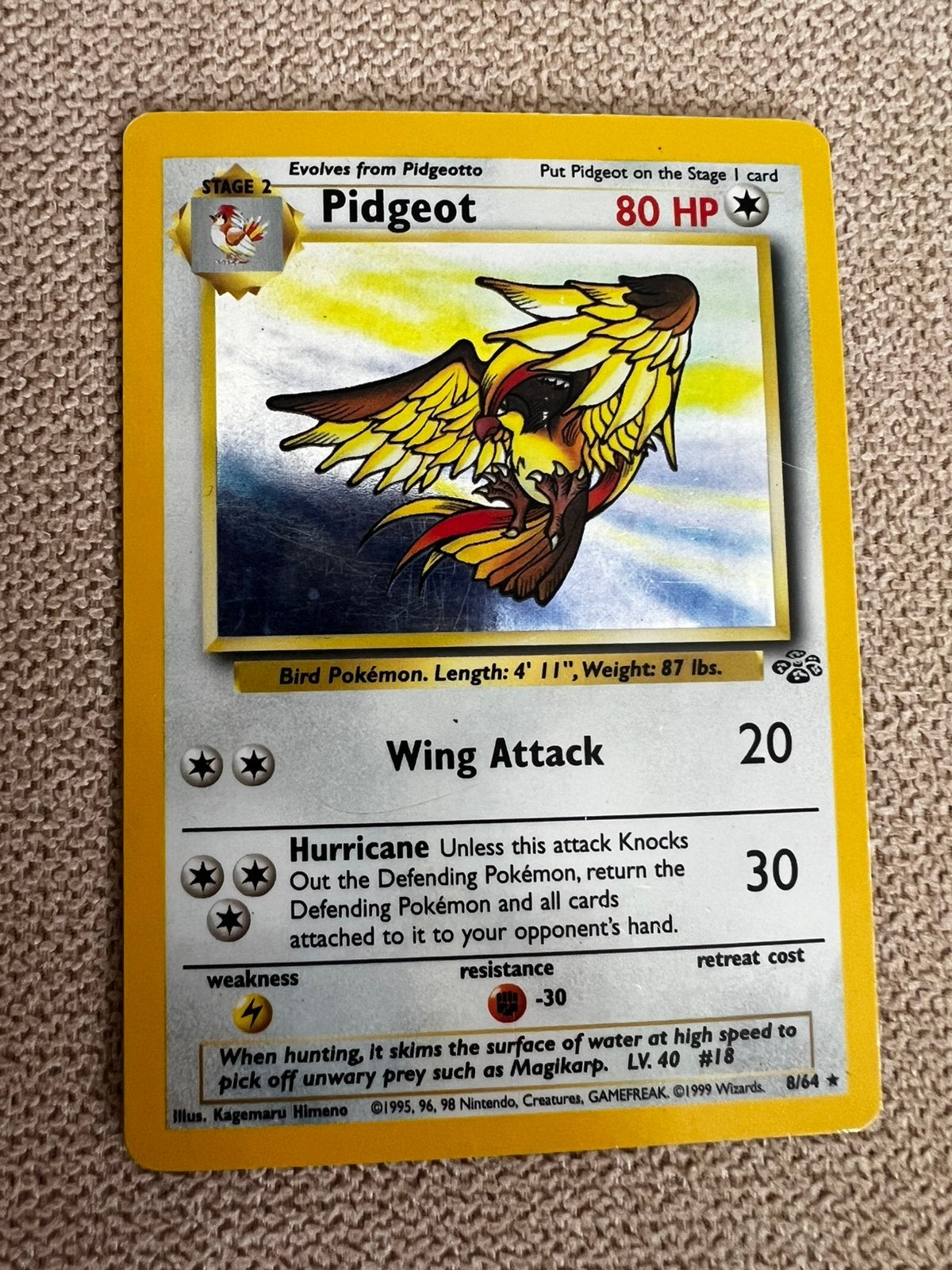 Pokémon | Pidgeot Holo 8/64, Ophalen of Verzenden, Zo goed als nieuw