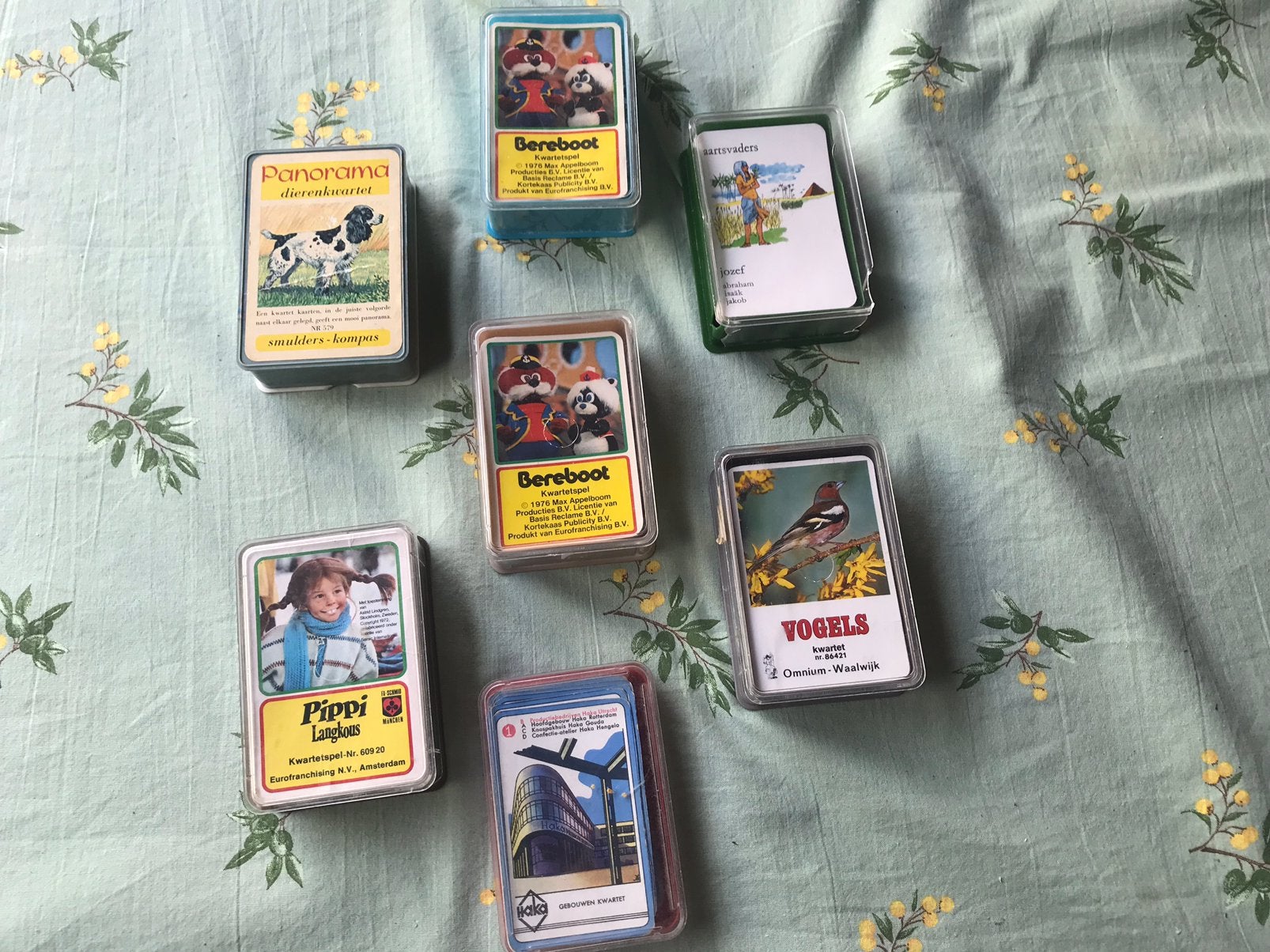 7 kwartetspelen,pippi Langkous,Bereboot,vogels,gebouwen,, Ophalen of Verzenden, Gebruikt, Speelkaart(en)