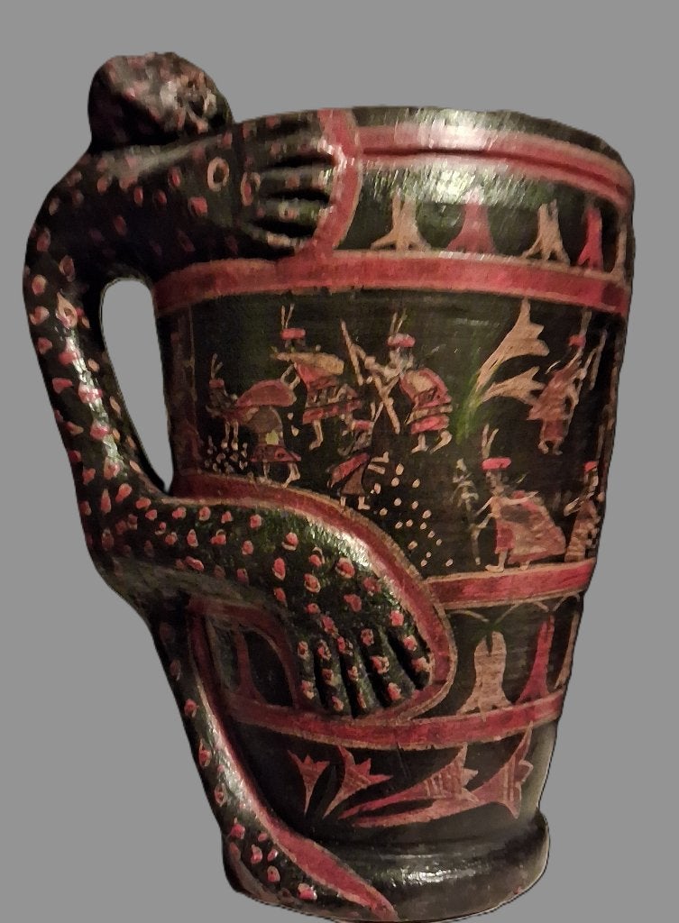 Qero Cup Quechua; Quechua Inca Kero beker Peru Zuid Amerika, Ophalen of Verzenden, 26 cm, Meerkleurig, Overige herkomsten
