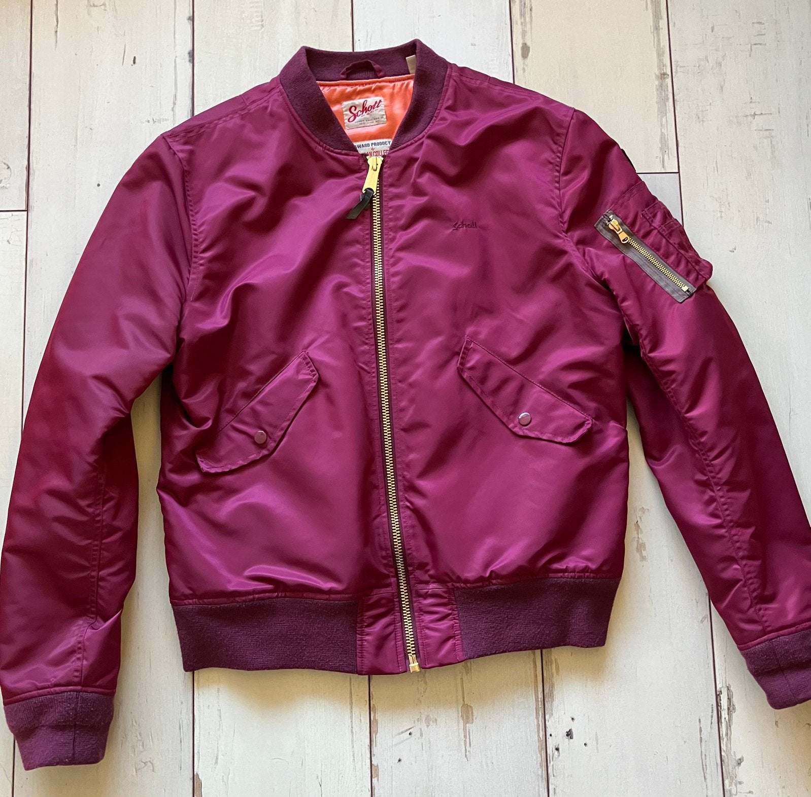Schott MA-1 bomber jas jack ZGAN valt als herenmaat L, Verzenden, Zo goed als nieuw, Maat 52/54 (L), Rood