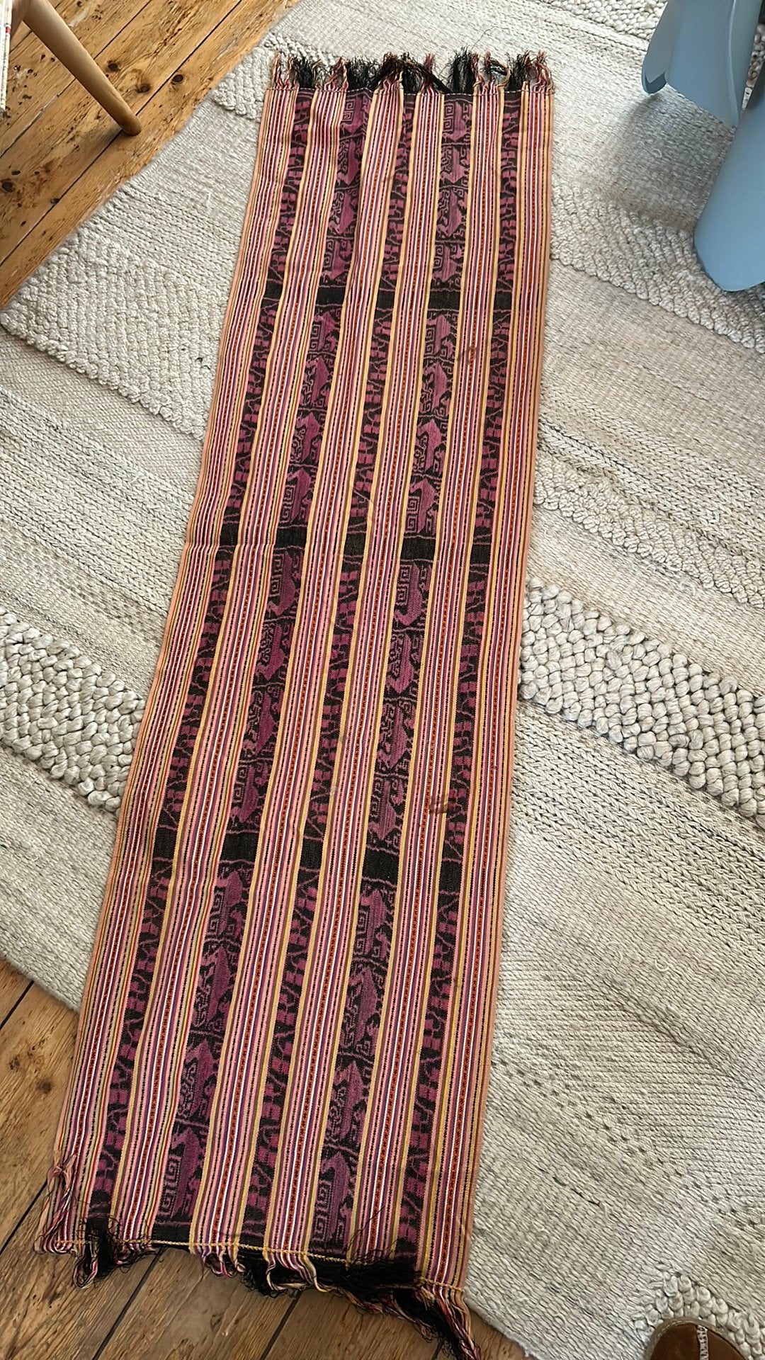 Vintage ikat etnische geweven loper lap stof doek, Ophalen of Verzenden