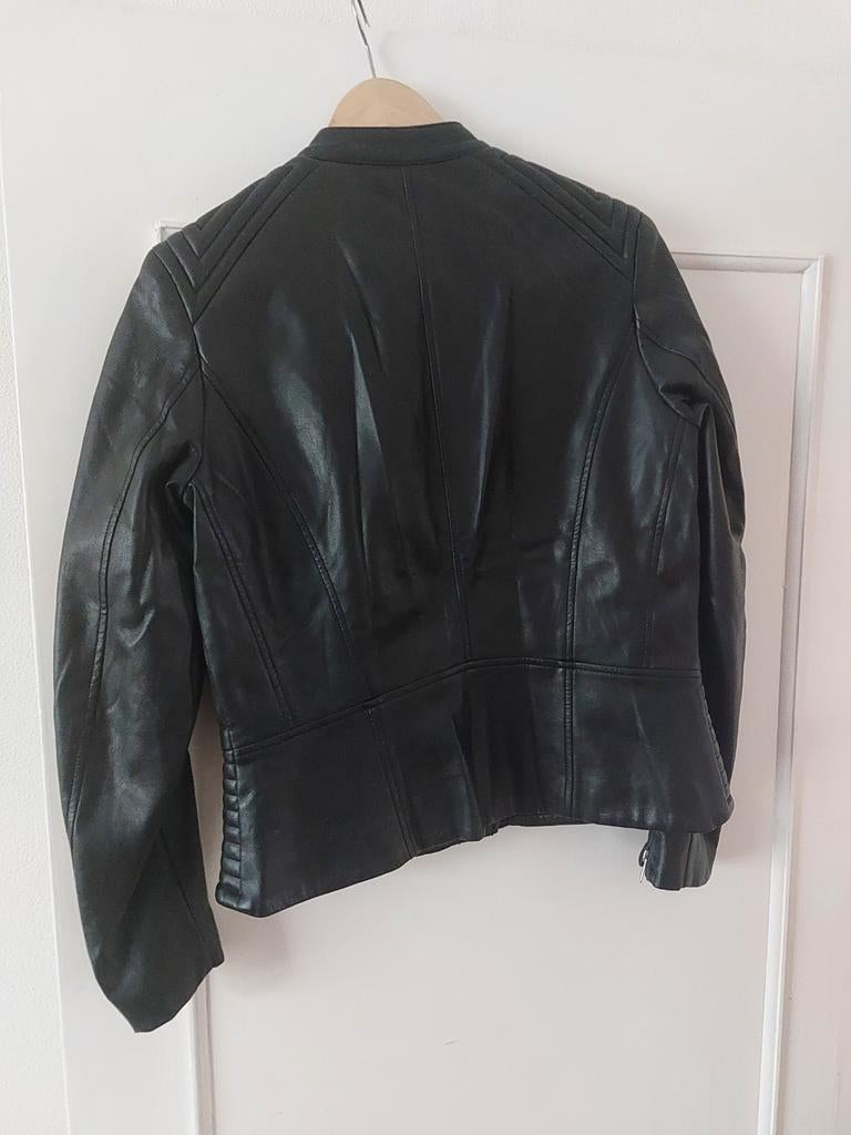 Zwarte leren damesjas van H&M, Kleding | Dames, Ophalen of Verzenden
