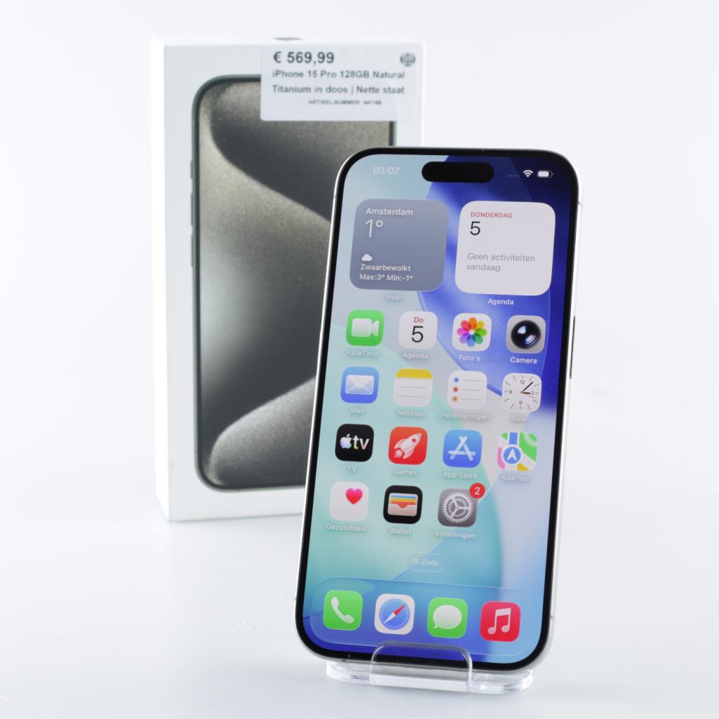 iPhone 15 Pro 128GB Natural Titanium in doos | Nette staat