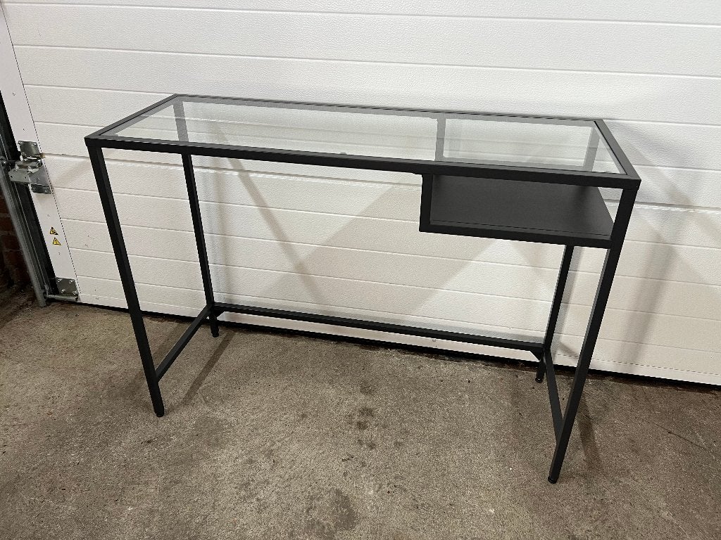 IKEA VITTSJÖ sidetable / wandtafel met glazen blad – zwart, Ophalen, Gebruikt, 100 tot 150 cm, Glas