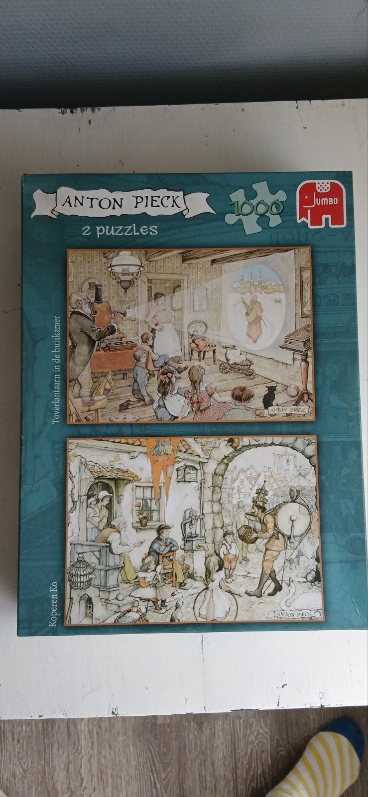 Anton Pieck puzzels van Jumbo 2 keer 1000 stukjes, Hobby en Vrije tijd, Ophalen of Verzenden, 500 t/m 1500 stukjes, Zo goed als nieuw