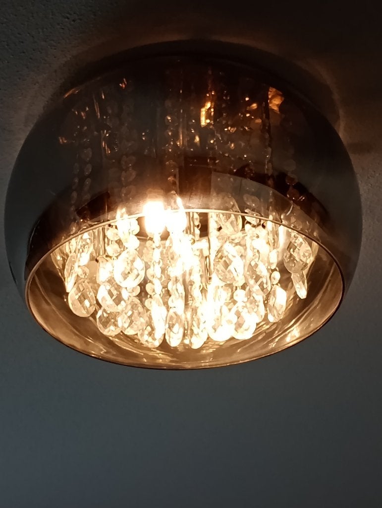 Hanglamp rookglas, Ophalen, Zo goed als nieuw, Glas, Overige fittingen