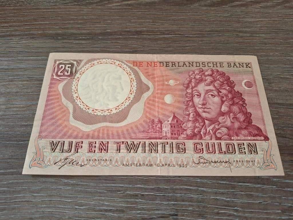 Heel mooi biljet 25 gulden Huygens 1955, Prachtig-, Ophalen of Verzenden, 25 gulden