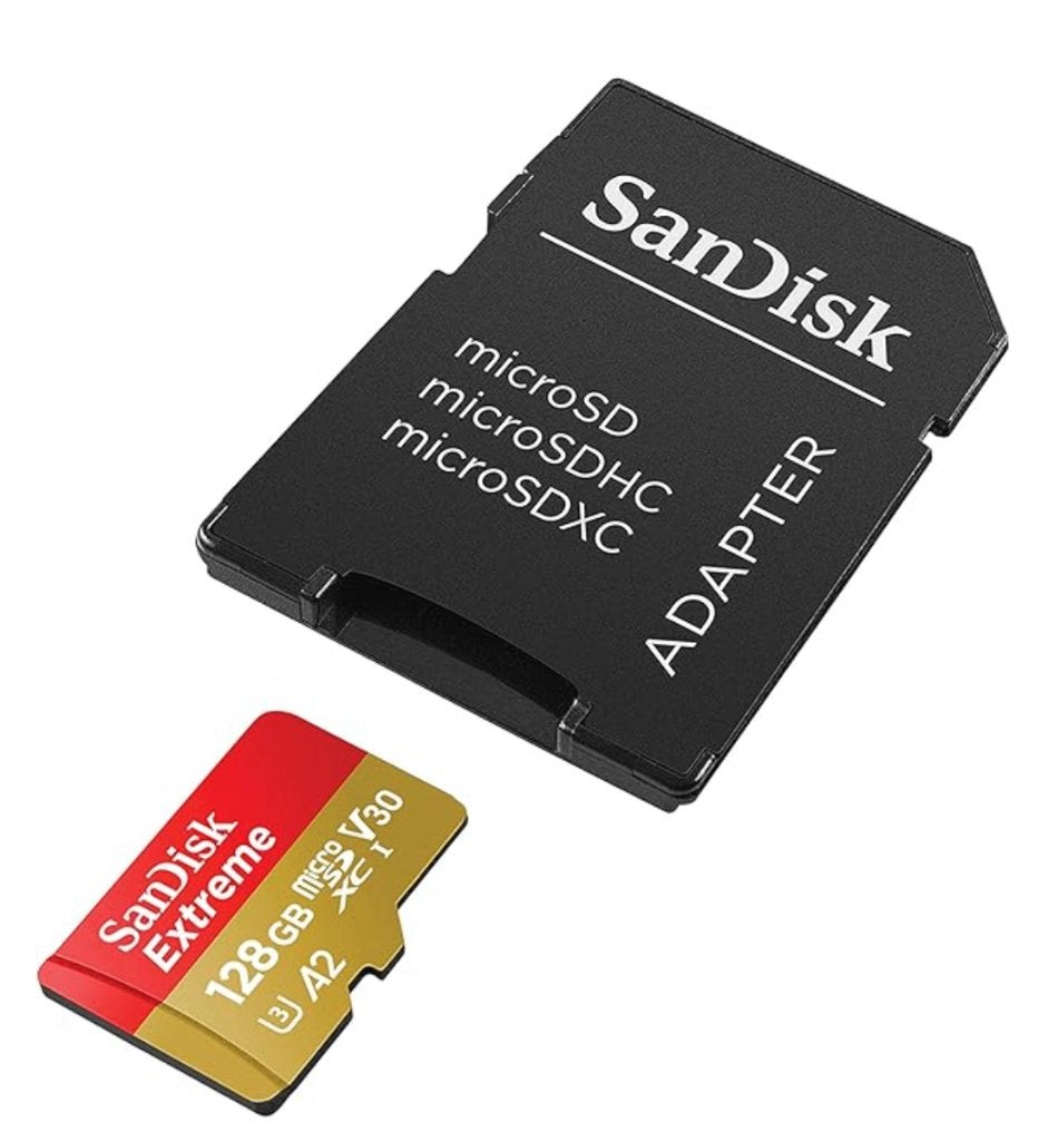SANDISK Extreme microSD kaart 128 GB + adapter, tot 190 MB/s, Scandisk, Verzenden, Nieuw, Fotocamera