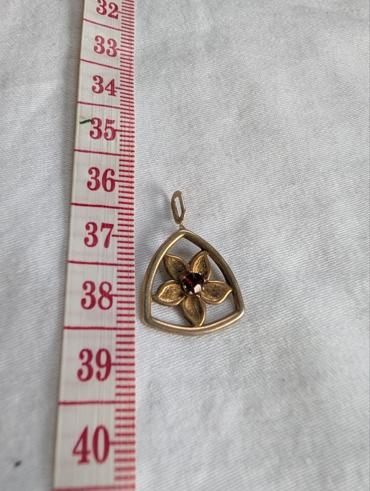 925 vergulde kettinghanger met granaat, Gebruikt, Verzenden, Goud, Zilver
