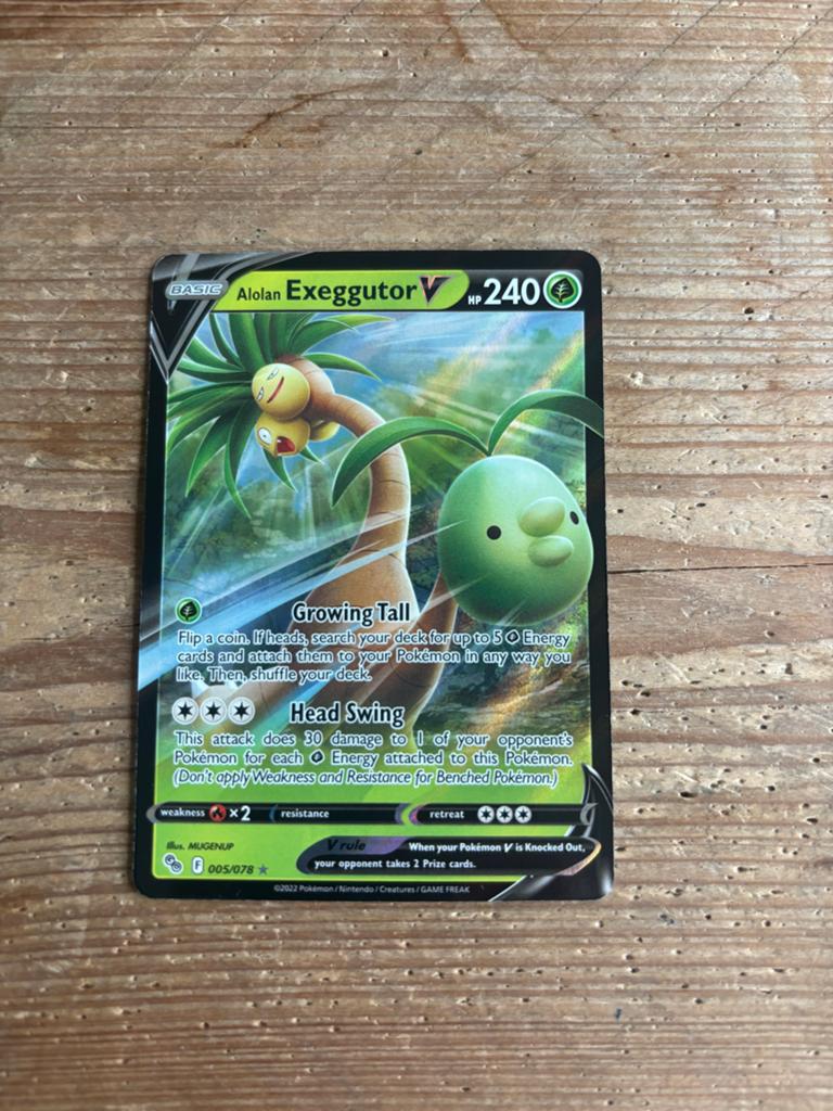 Alolan Exeggutor V Pokémon Kaart (005/078) - Zo goed als nie, Ophalen of Verzenden, Zo goed als nieuw, Losse kaart