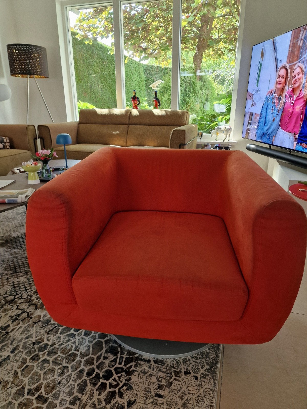Gelderland draai fauteuil 6530 Oranje., Ophalen, 75 tot 100 cm, Stof, 50 tot 75 cm