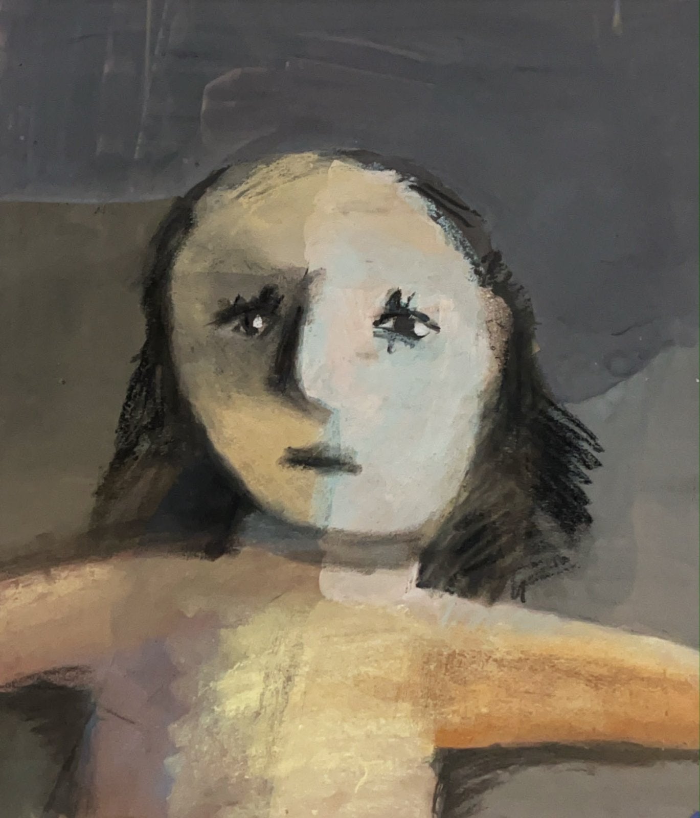 Uniek Portret van Juhowicher Luba, November 1991, Moskou, Papier/karton, Ophalen of Verzenden, Ingelijst, Olieverf