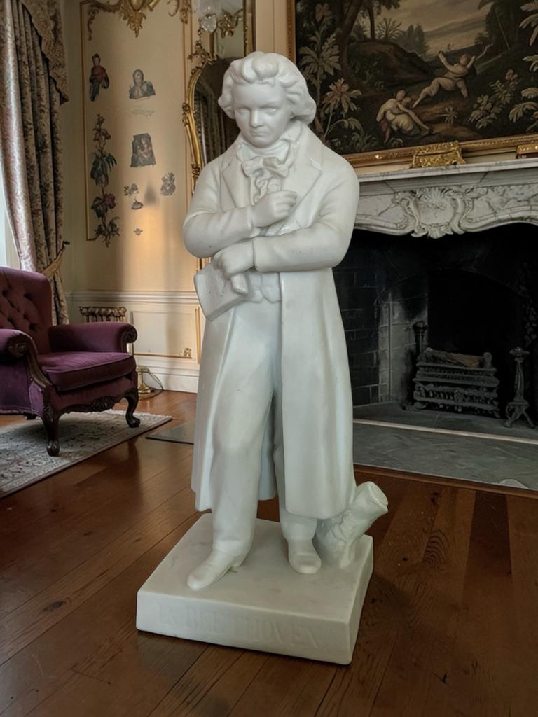 Antiek  Biscuit porseleinen beeld Ludwig van Beethoven, Ophalen