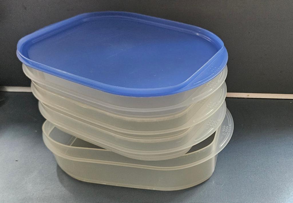 Tupperware vleesschaaltjes, Ophalen of Verzenden, Gebruikt, Blauw, Overige typen