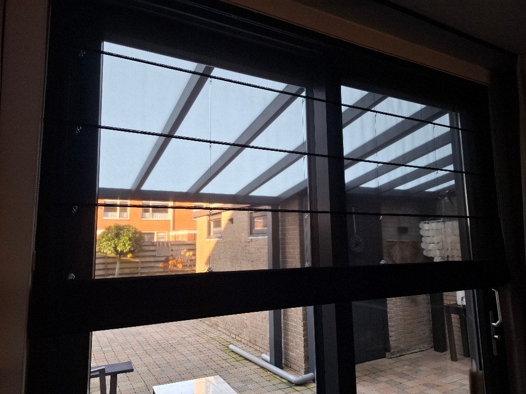 Vouwgordijn, Ophalen, Lichtdoorlatend, Zwart, Zo goed als nieuw