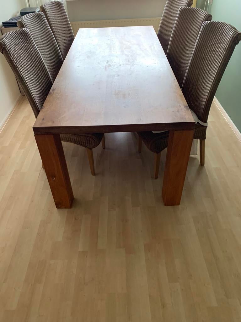 Eettafel compleet met 6 stoelen, Huis en Inrichting, Stoelen, Ophalen, Strak modern, Gebruikt, Overige kleuren