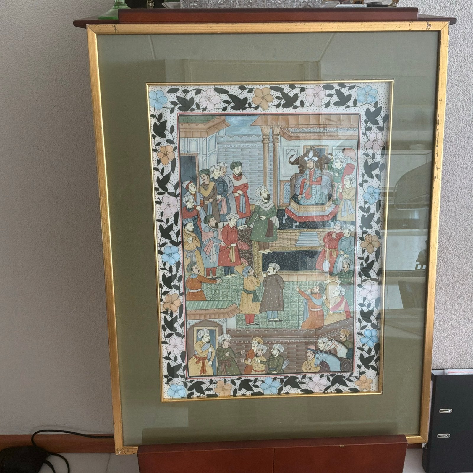 Ingelijst schilderij met traditionele Indiase voorstelling, Ophalen, Schilderij, India, Papier/karton
