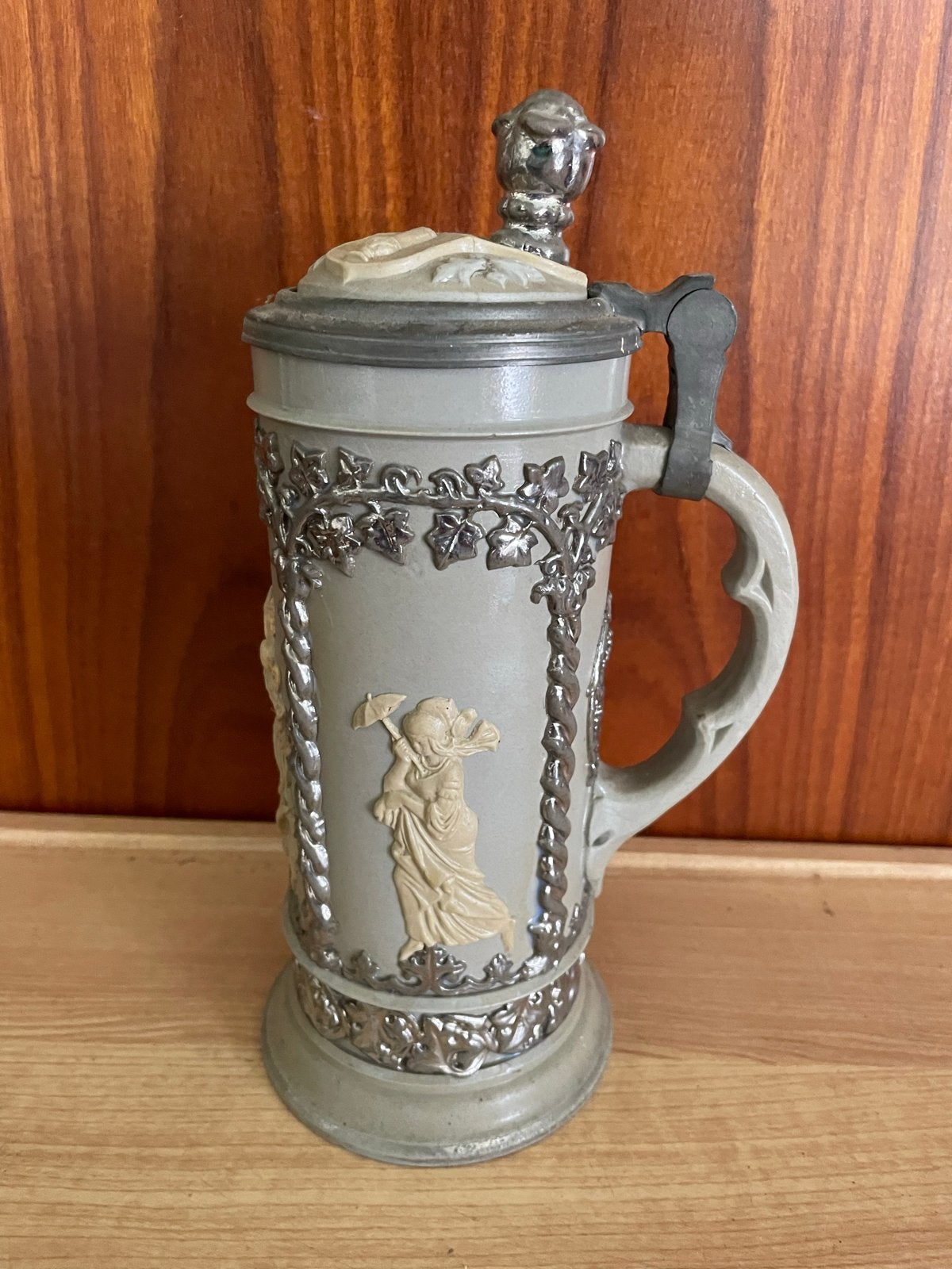 Vintage Duitse Bierpul en Deksel - 22 cm, Antiek en Kunst, Ophalen of Verzenden