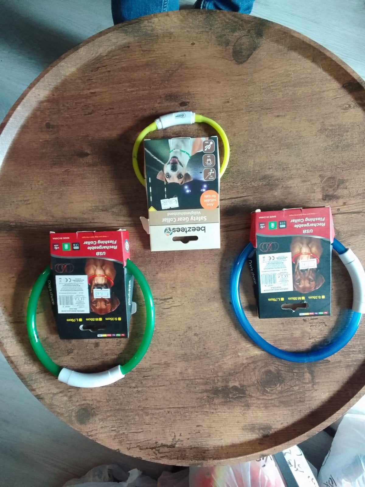 Maak van je hond een rijdende discolamp! 3xUSB LED-halsban, ., Nieuw, Ophalen of Verzenden, .
